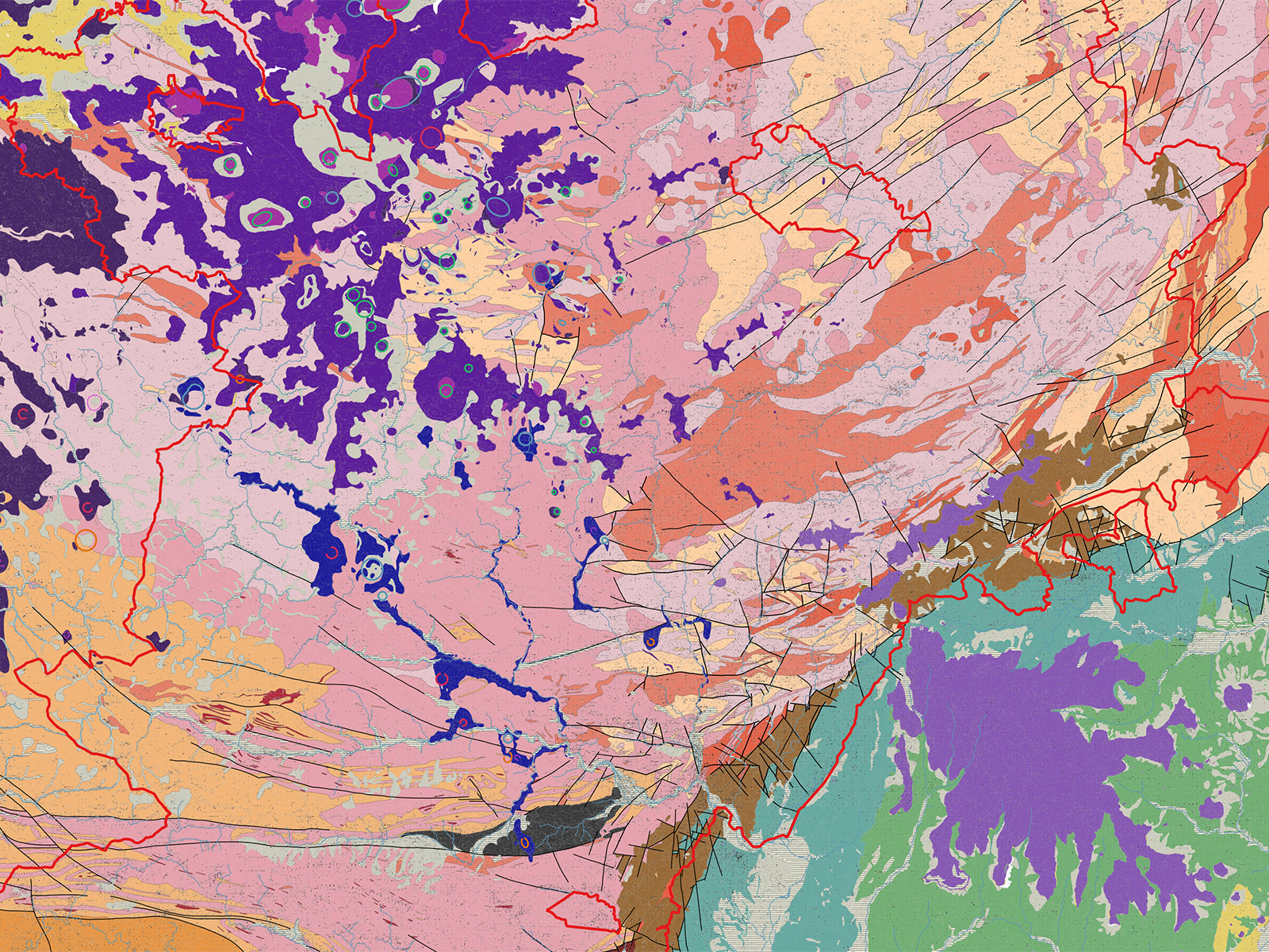 Carte géologique simplifiée des Monts d’Ardèche