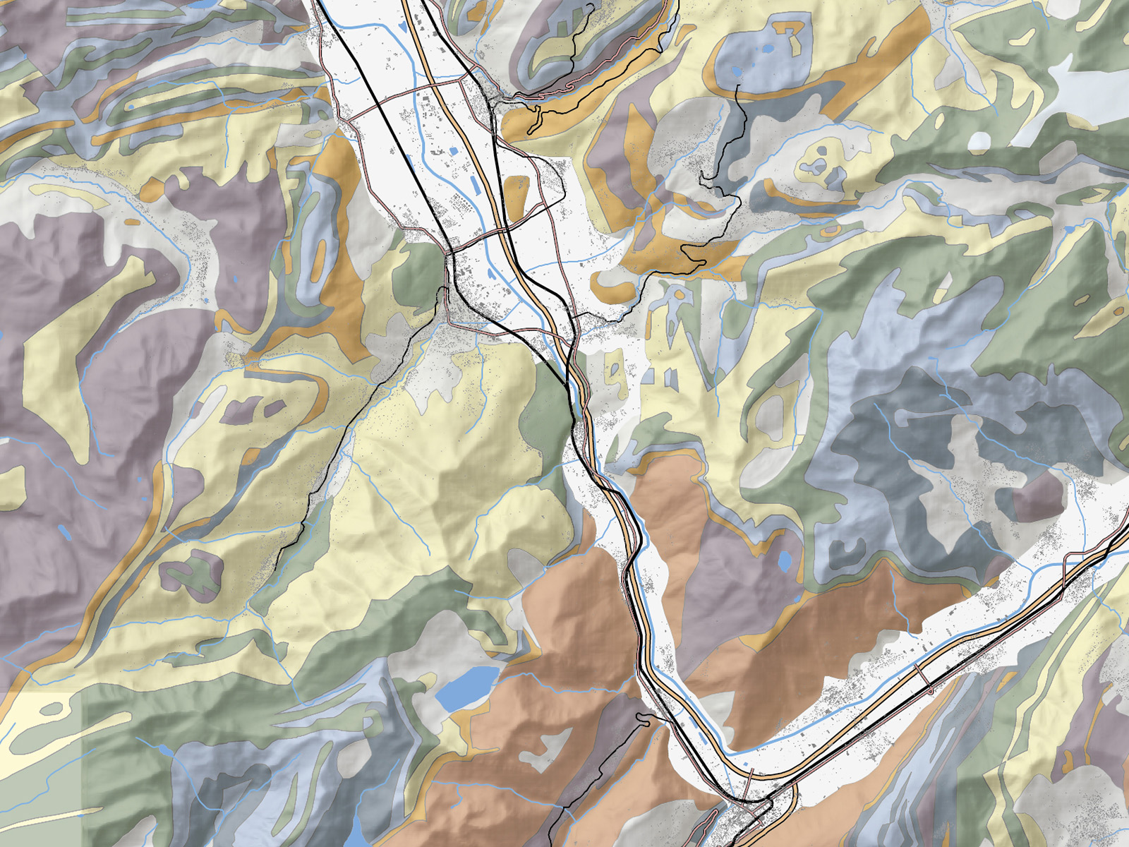 Carte géologique simplifiée Via GeoAlpina